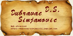 Dubravac Simjanović vizit kartica